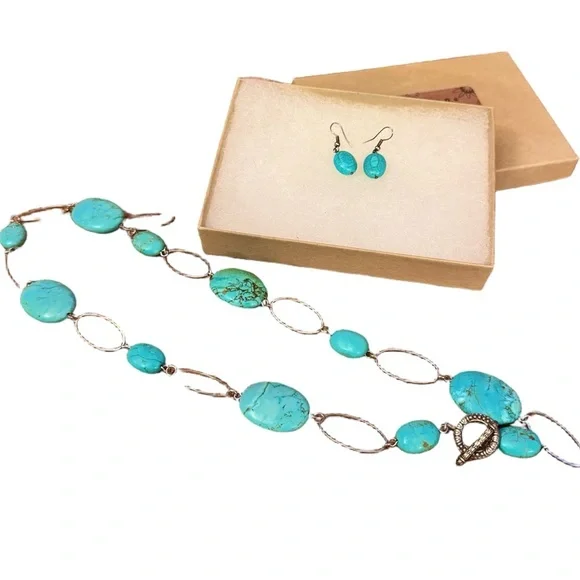 NIB Turquoise and Silver Women's Jewelry Set - Picture 2 of 9